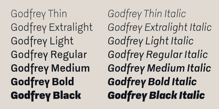 Пример шрифта Godfrey Italic